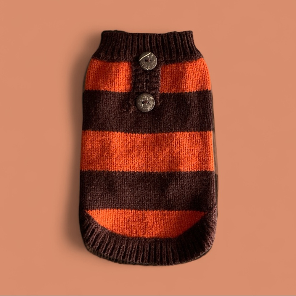 💖 Orange & Brown Striped Tiny Dog Sweater 💖
